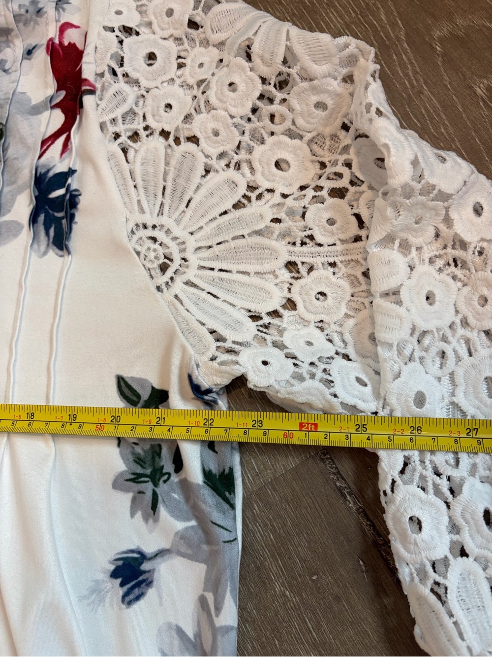 Edvintorg  WomenWhite Floral Lace Sleeve Maxi Leisure Lounge Dress Sz 2XL - Picture 5 of 8